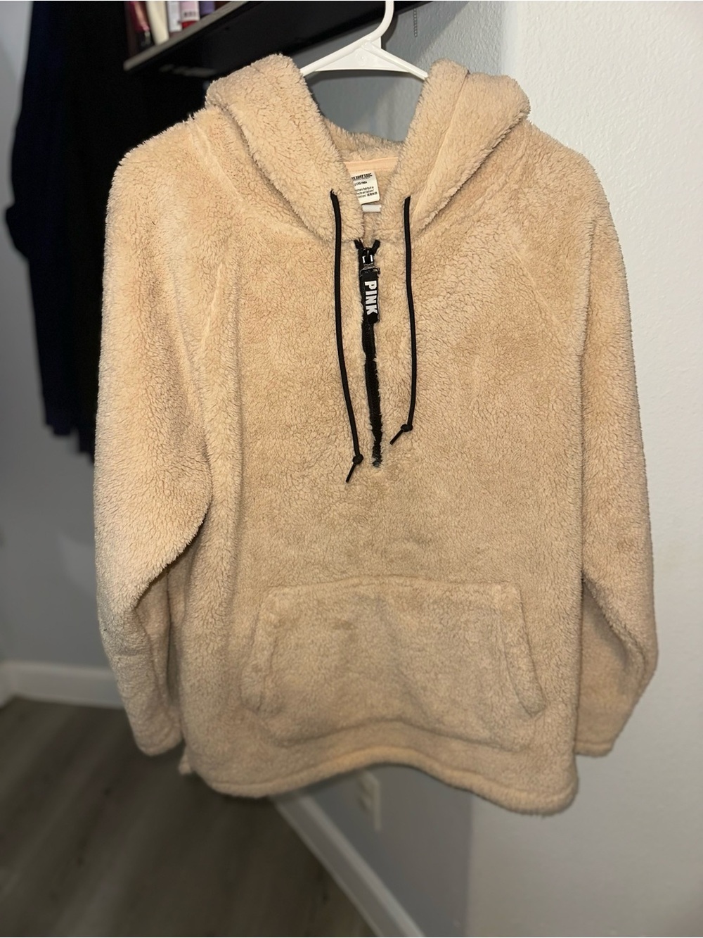 PINK Victoria's Secret Cozy Sherpa Hoodie in Beige